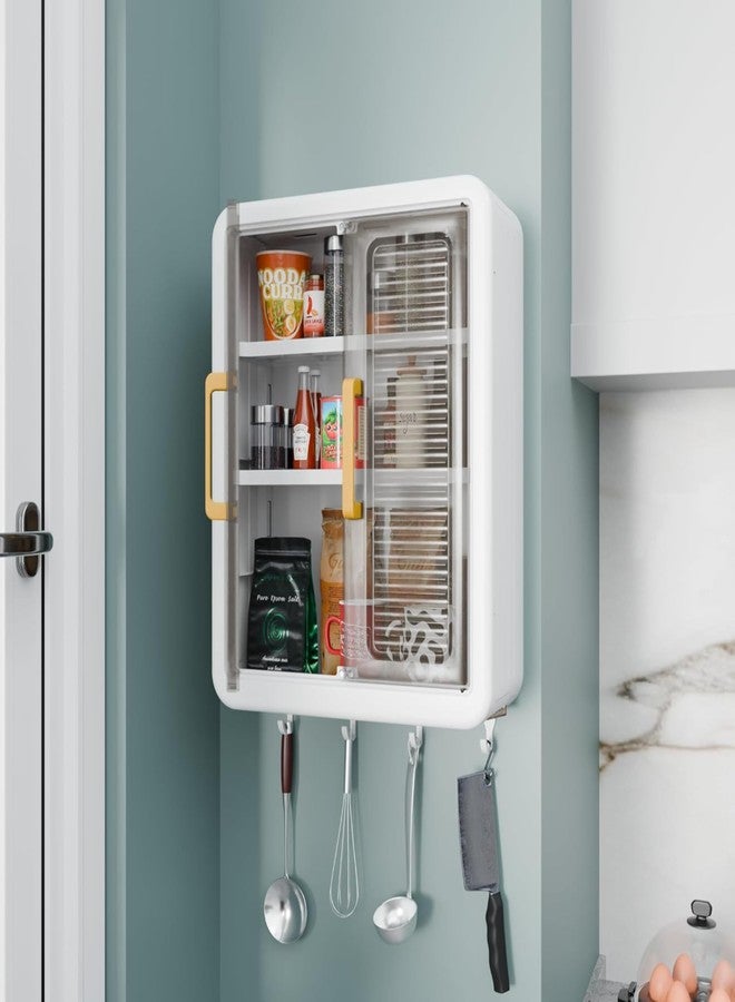 RAYMOX 3 Layer Self-Adhesive No-Drill Storage Cabinet for Kitchen/Organiser for Bathroom with Doors/Durable Space-Saving Storage/Kitchen Spice Rack/Multipurpose Wall-Mounted Cabinet (Pack of 1) - Image 1